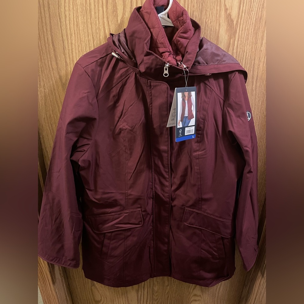 Lands' End Women's Burgundy Jacket 3 in 1 NWT